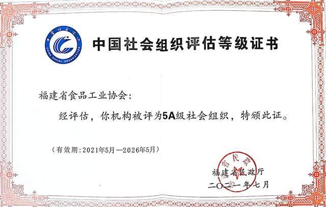 福建省食品工业协会荣获5a等级社会组织荣誉(图5)